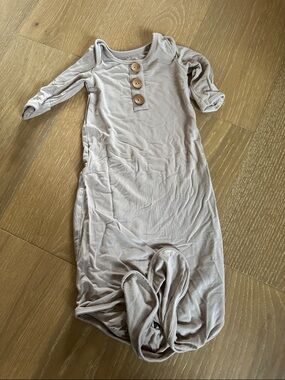 Caden Lane Neutral Beige Knot Gown with Wooden Buttons